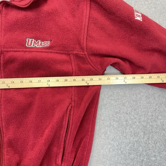 Vintage UMASS Minutemen Pro Player Mens Large L Red Full Zip Fleece Jacket Y2K - Picture 8 of 9